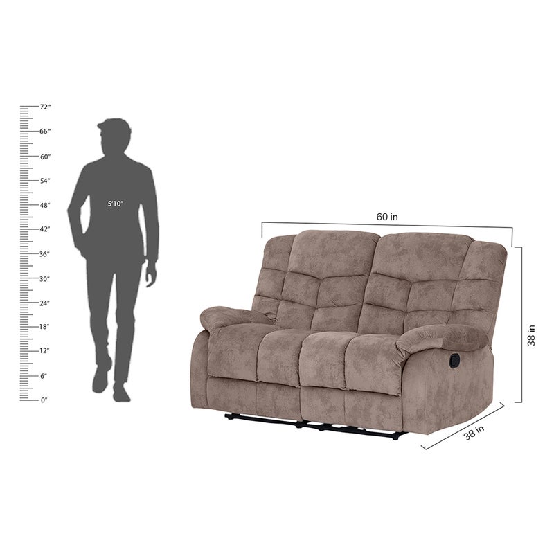 Royaloak Latina Italian Fabric Two Seater Recliner | Fabric | Tufting Design | High Backrest | Pocket Spring for Extra Comfort | Sturdy Footrest | Recliner with Rocker | Recliner 2 Seater - Image 4